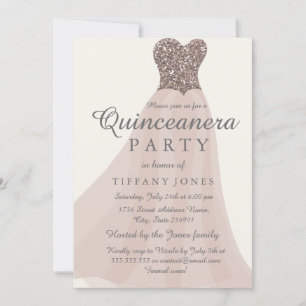 Invitation Champagne d'or Shimmer Parties scintillant Gown Qu