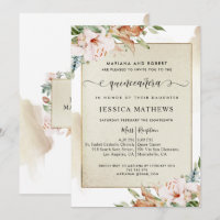 Champagne et Blush rose Floral Quinceañera
