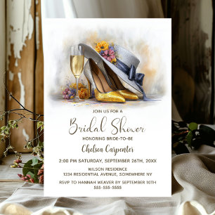 Invitation Champagne et élégantes chaussures à talons hauts e