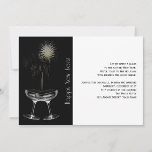 Invitation Champagne et feux d'artifice Nouvel An Soirée