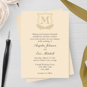 Invitation Champagne et Mariage d'or antique