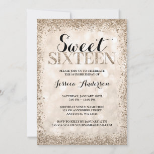 Invitation Champagne Faux Parties scintillant Douce 16 Annive
