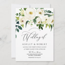 Invitation Champagne Fleurs blanches Elégant Mariage de print