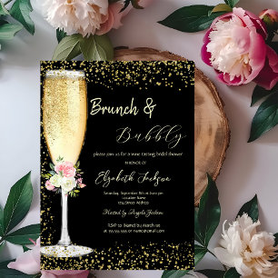 Invitation Champagne Fleurs de verre Diamants