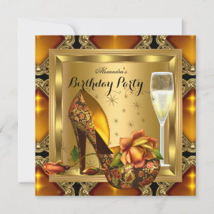 Invitation Champagne Gold Amber talons Élégante fête d'annive
