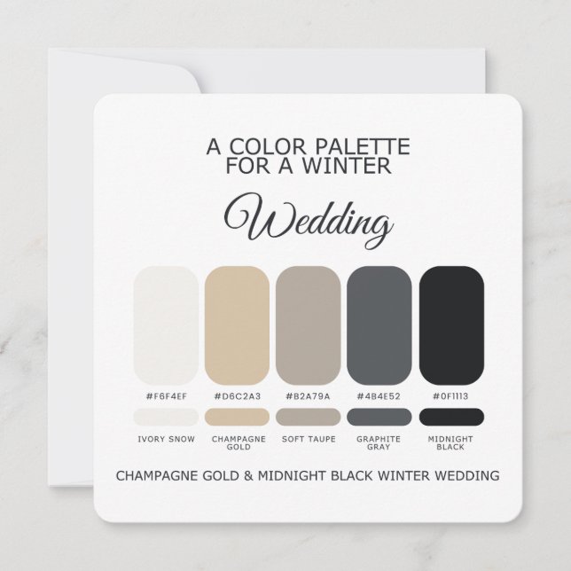 Invitation Champagne Gold Black Winter Wedding Palette Card (Devant)