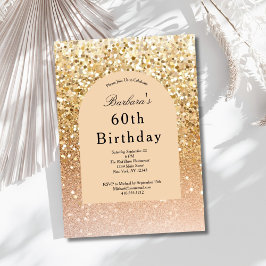 Invitation Champagne Gold Blush Parties scintillant rose 60e 