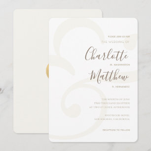 Invitation Champagne Gold Monogramme Élégant Mariage Invitati