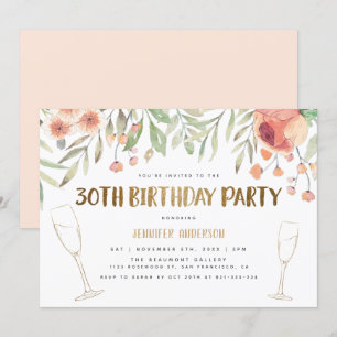 Invitation Champagne Gold Parties scintillant 30e anniversai