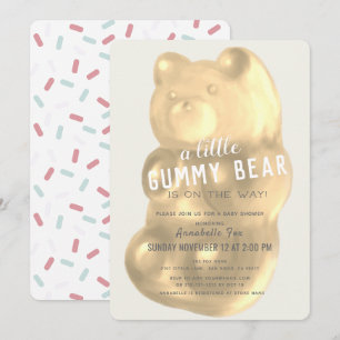 Invitation Champagne Gummy Bear Baby shower neutre de genre