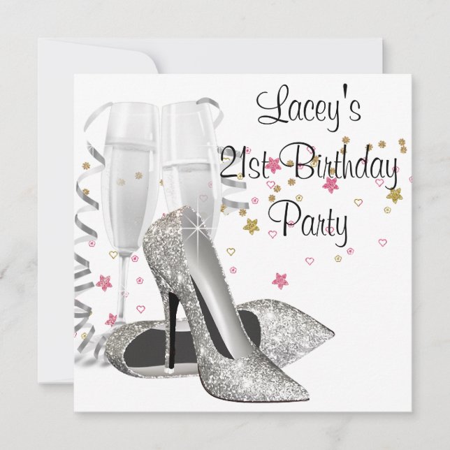 Invitation Champagne High Heels 21ème anniversaire (Devant)