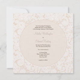 Invitation Champagne Ivoire Dentelle Monogramme Mariage Invit