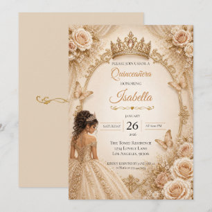 Invitation Champagne Ivory Quinceañera 