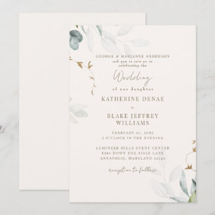 Invitation Champagne léger Mariage botanique II