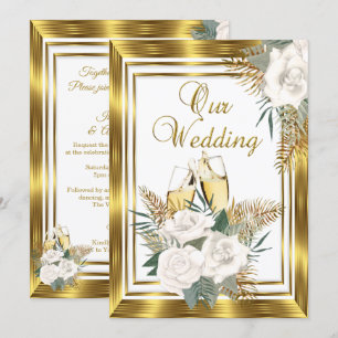 Invitation Champagne mariage Golden White Rose Gold 2