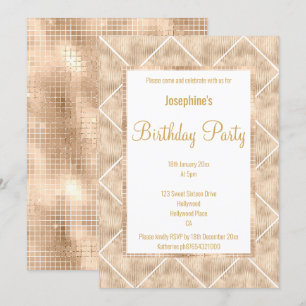 INVITATION CHAMPAGNE MÉTALLIQUE ET GOLD À L'ANNIVERSAIRE PERS