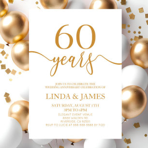 Invitation Champagne minimaliste 60e anniversaire de Mariage