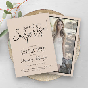 Invitation Champagne moderne Photo Surprise Sweet 16