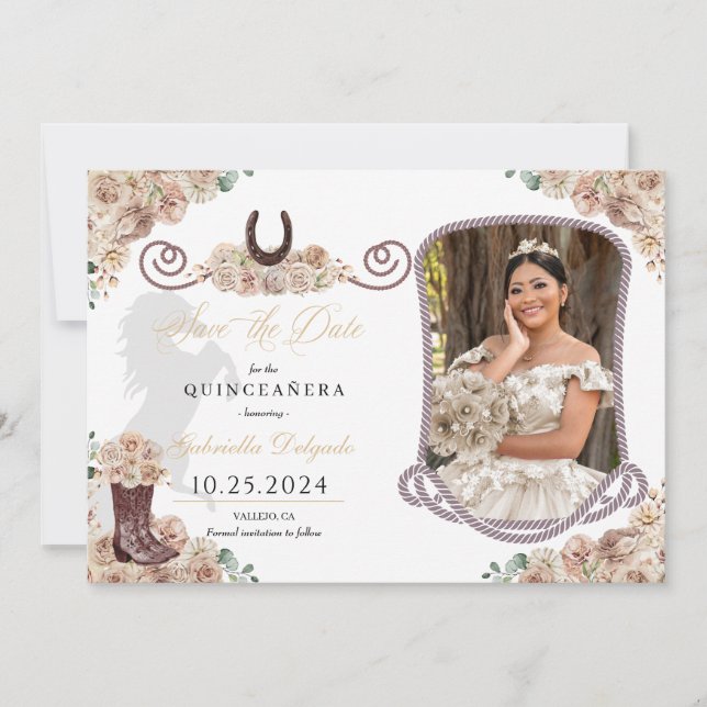 Invitation Champagne Occidentale Quinceañera Enregistrer La D (Devant)