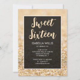 Invitation Champagne or mousseux Sweet 16 élégant script