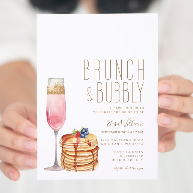 Invitation Champagne Pancake Brunch & Fête des mariées Bubbly (Créateur téléchargé)