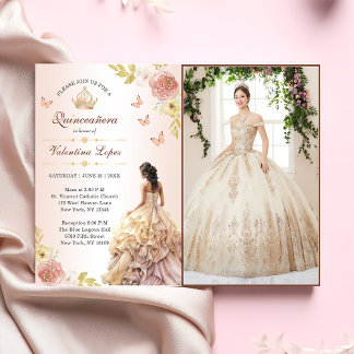 Invitation Champagne Princesse Robe Quinceañera Anniversaire