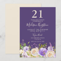 Champagne Rose blanche violet 21ème anniversaire
