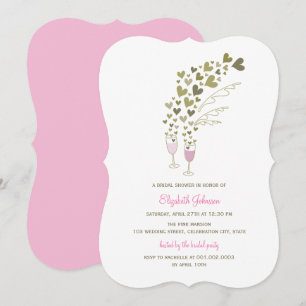 Invitation Champagne rose Cheers Coeurs Fête des mariées Invi