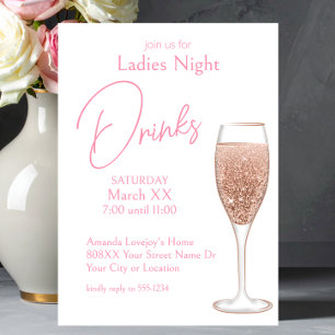 Invitation Champagne rose Dames Boissons de nuit