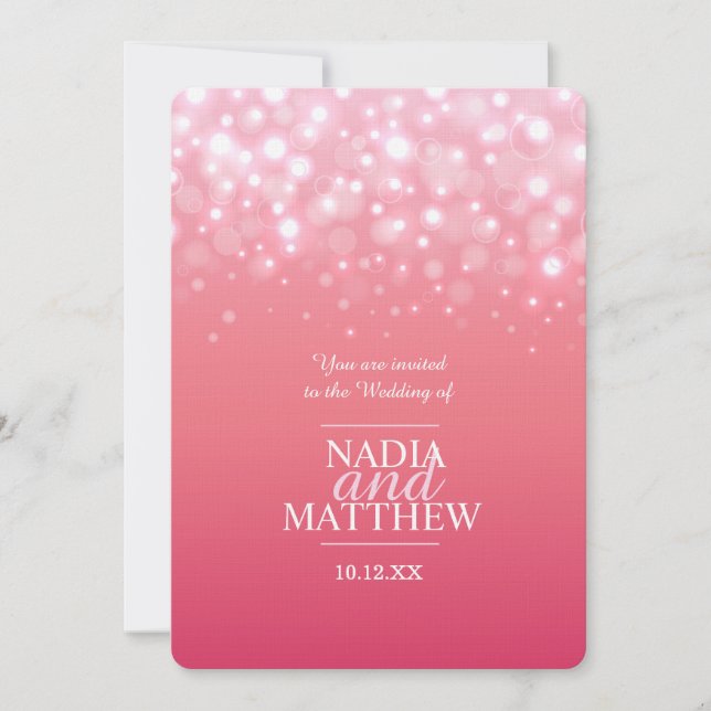 Invitation Champagne rose éclatante bulles mariage (Devant)