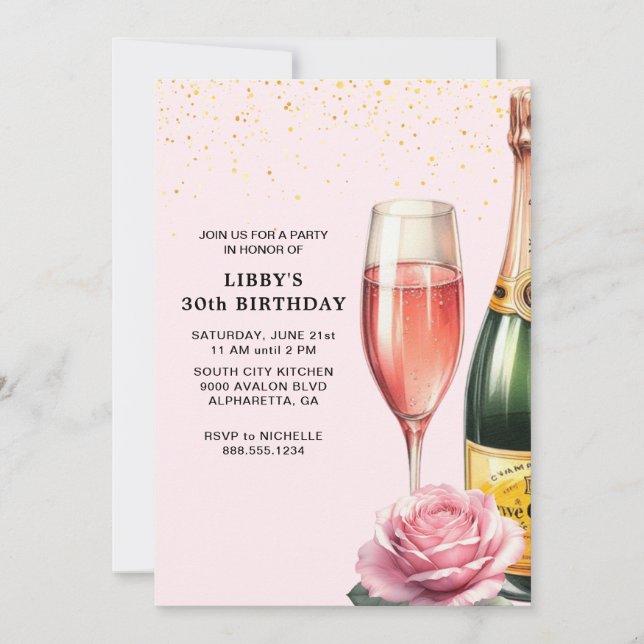 Invitation Champagne rose Mimosa (Devant)