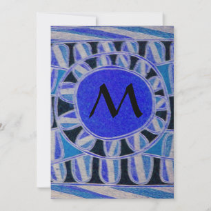 Invitation CHAMPAGNE SOLAIRE MONOGRAMME, bleu turquoise noir