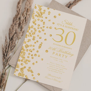 Invitation Champagne Surprise 30e Anniversaire Gold Glitter
