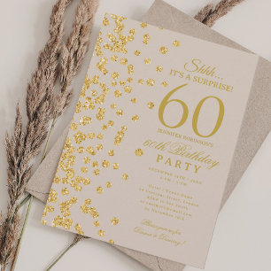 Invitation Champagne Surprise 60e Anniversaire Paillettes Dor