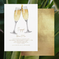 Champagne Toast Gold Text Engagement Partie II