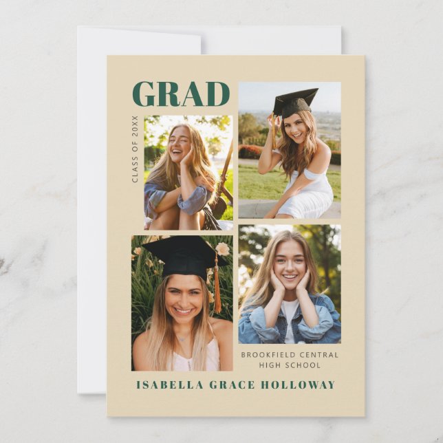 Invitation Champaign Grad Announcement With Photos (Devant)