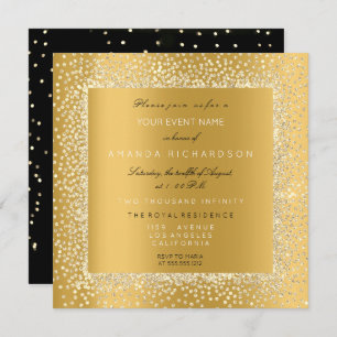 Invitation Champaigne Gold Noir Confetti Sepia Parties scinti