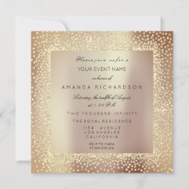 Invitation Champaigne Paillettes Or Sépia Confettis Rose Glam
