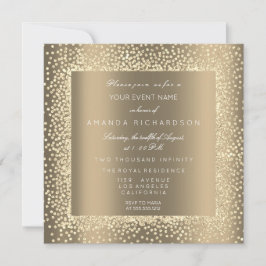 Invitation Champaigne Sepia Gold Parties scintillant Confetti