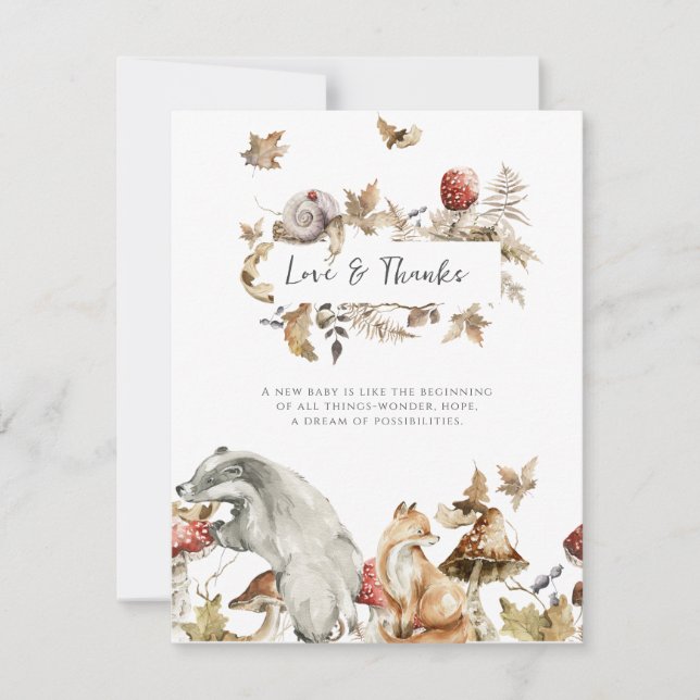 Invitation Champignon d'Automne | Forêt Boisée Merci (Devant)