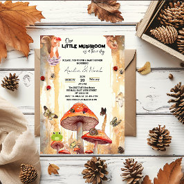 Invitation champignons baby shower d'automne rustique whimsic
