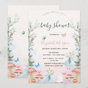 Invitation Champignons Bébé Souris Feuilles Baby Shower