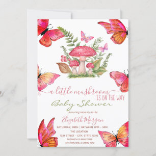 Invitation Champignons Chic Papillons Tachetés Baby Shower
