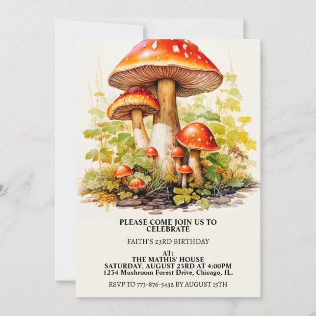 Invitation Champignons créatifs Fête d'anniversaire (Devant)