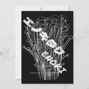 Invitation Champignons Enoki blanc Lettres japonaises Fungus