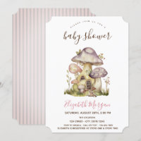Champignons Maisons Baby shower à rayures roses