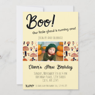 Invitation Champignons pour le premier anniversaire de Boo Ha