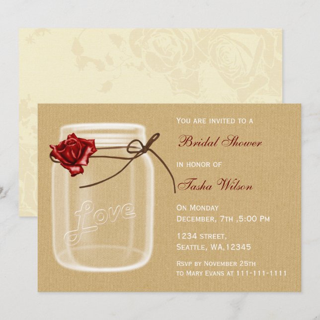 Invitation championnat de campagne mason jar Douche nuptiale  (Devant / Derrière)