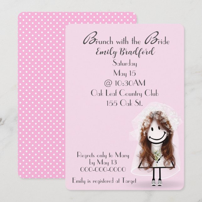 Invitation Championnat de Champagne Bridal Brunch Stick Figur (Devant / Derrière)