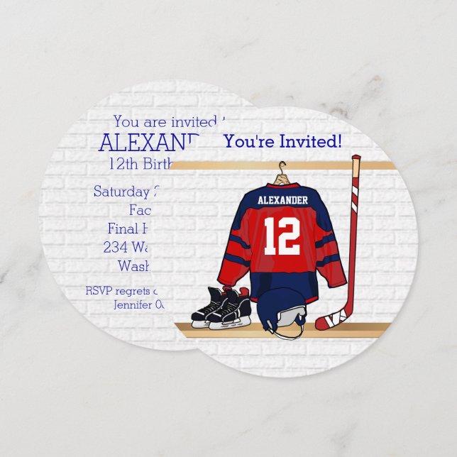 Invitation Championnat de Jersey de hockey sur glace bleu et  (Devant / Derrière)